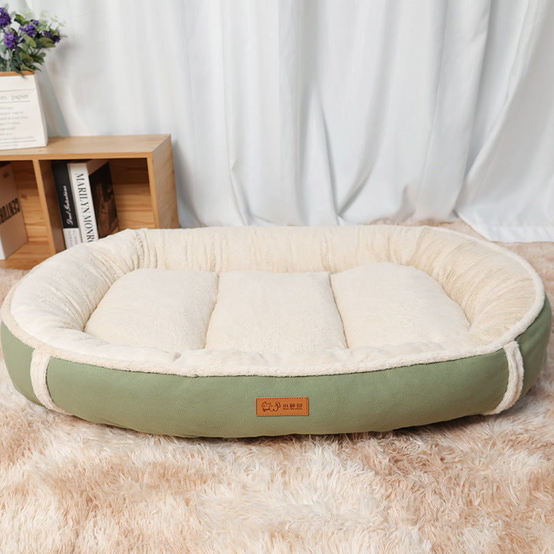 Linen Round Non Slip Pet Bed Mat