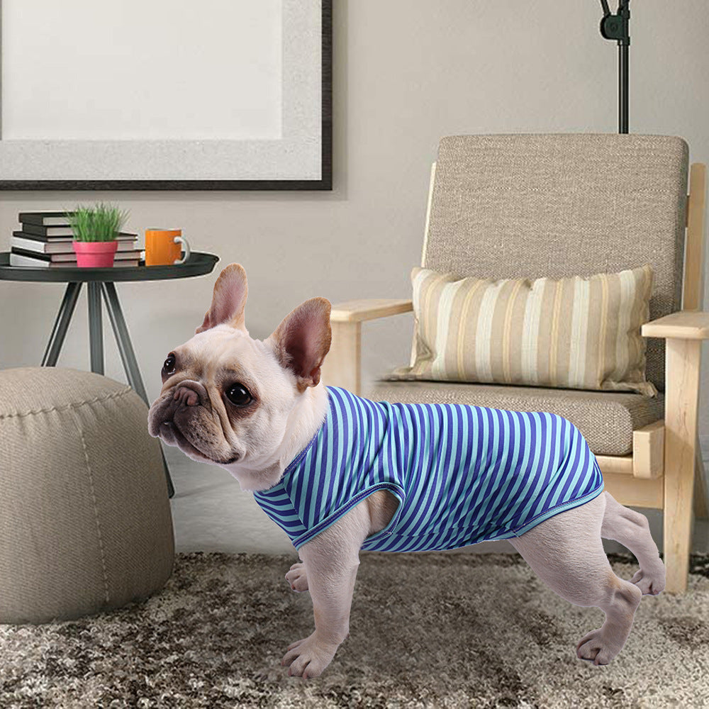 Striped Crew Neck Pet Tank Top Shirt