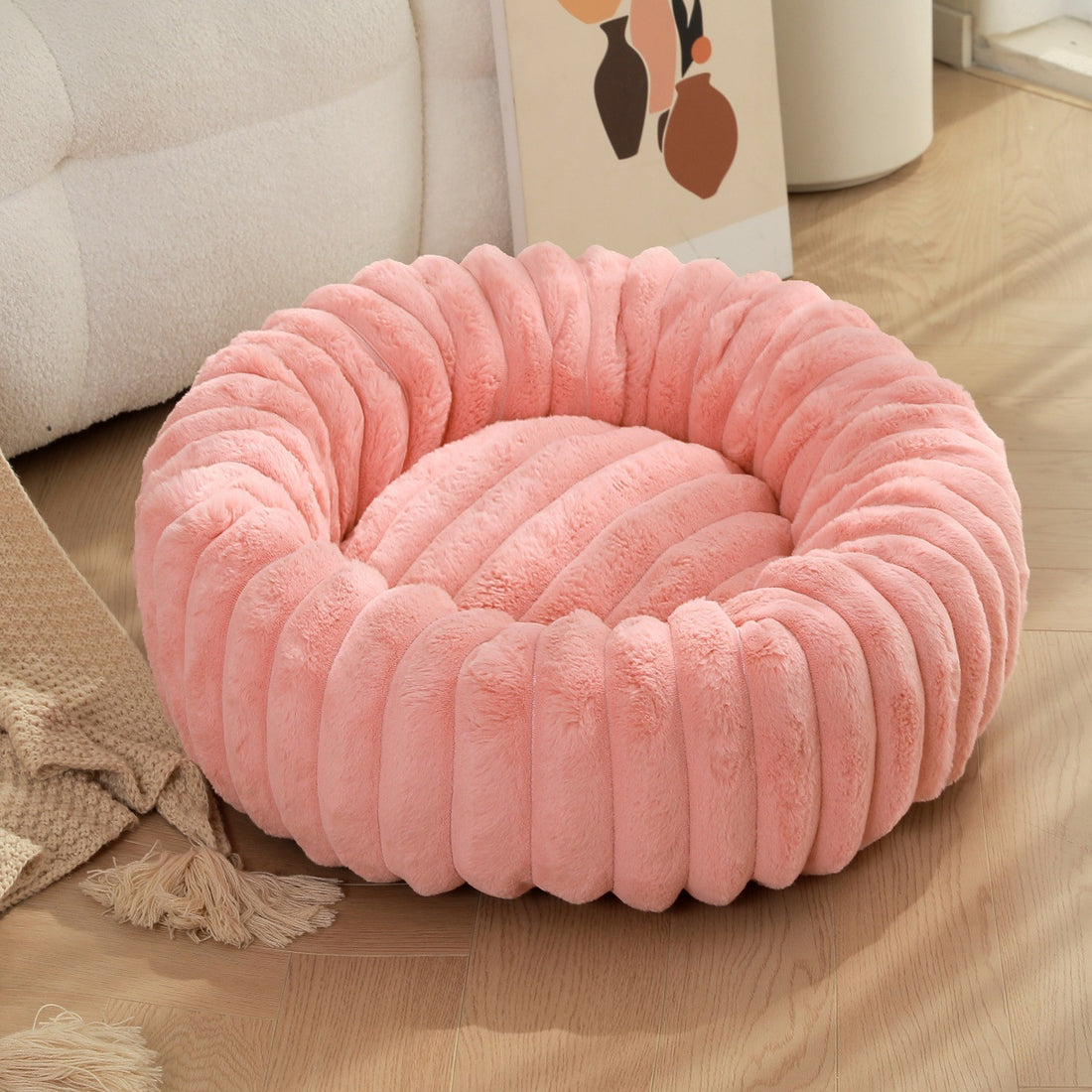 Plush Round Warm Pet Nest Bed