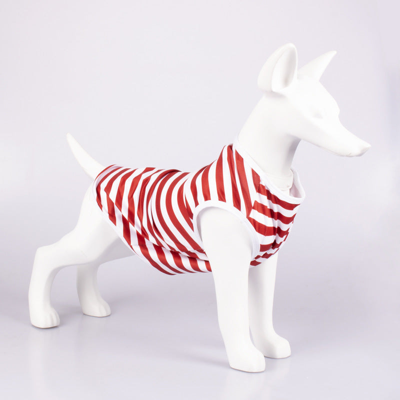 Striped Crew Neck Pet Tank Top Shirt