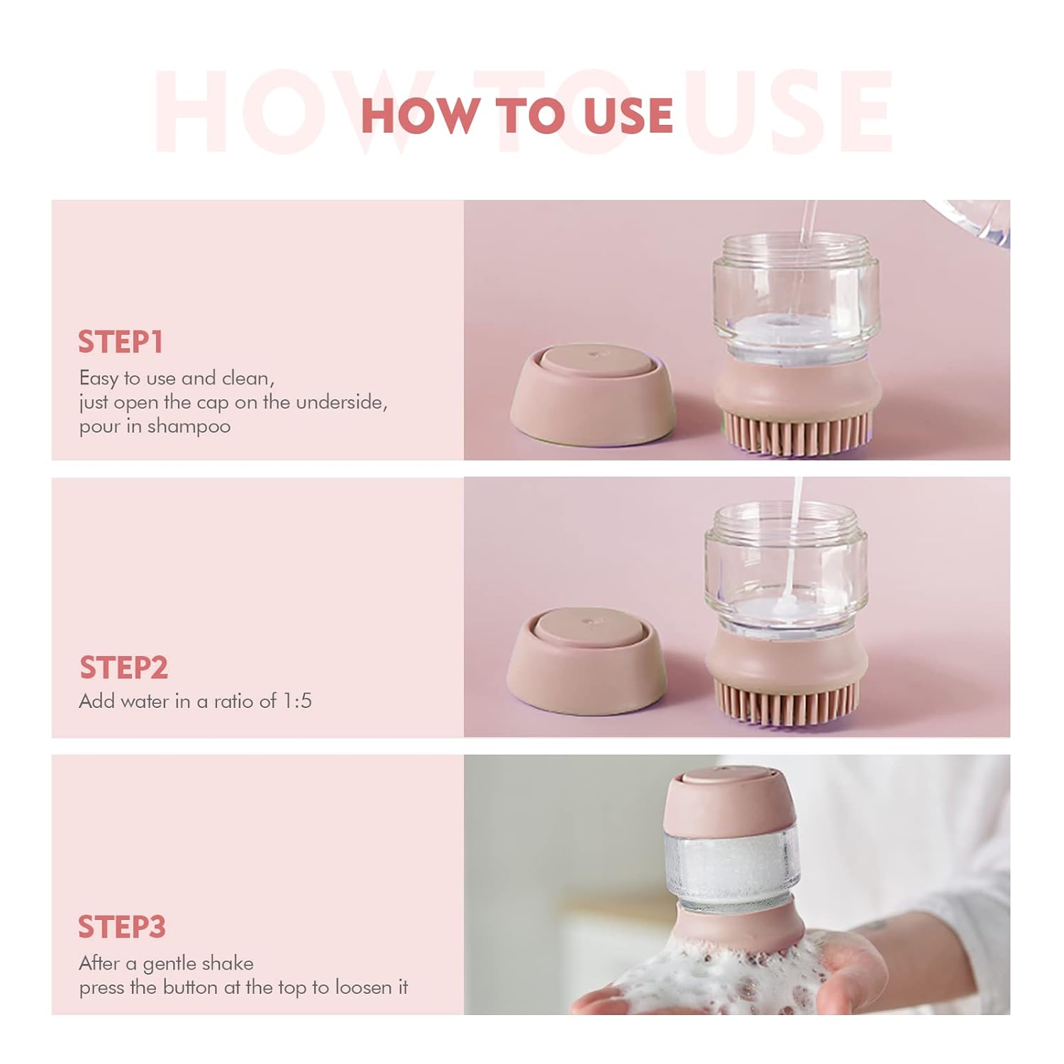 Pet Bath Brush Silicone Double Head Shampoo Dispenser Tool