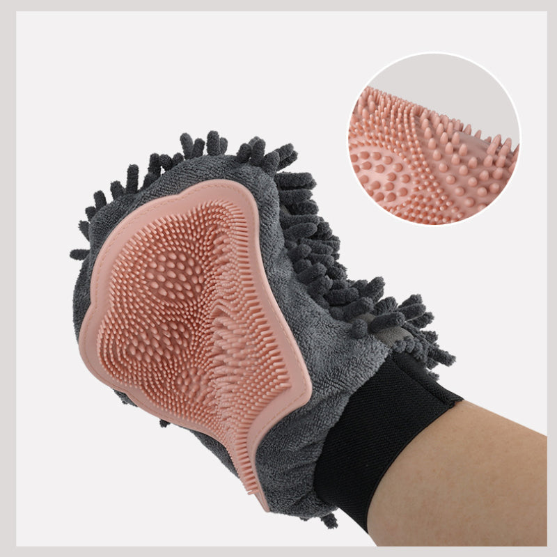 Pet Bathing Brush 2 In 1 Grooming Massage Cleaning Glove