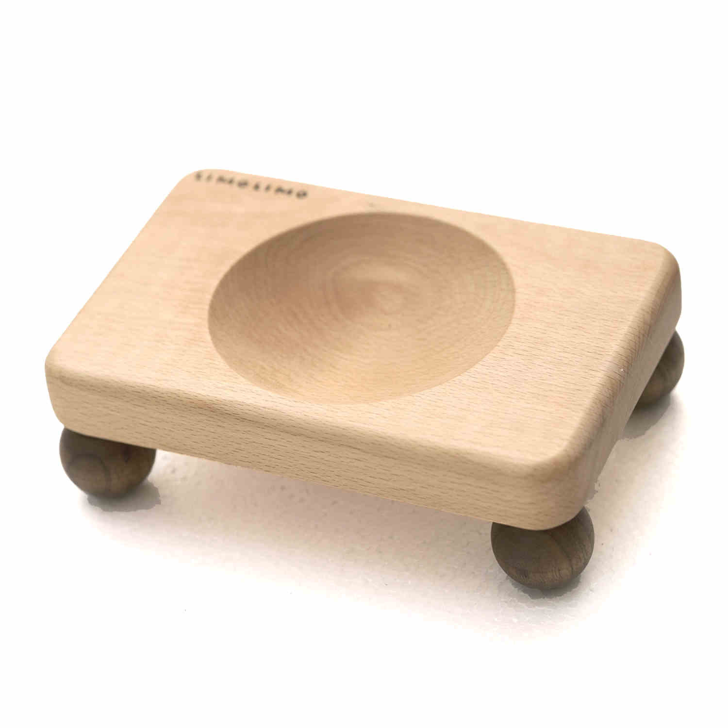 Solid Wood Ceramic Tilted Pet Feeding Bowl