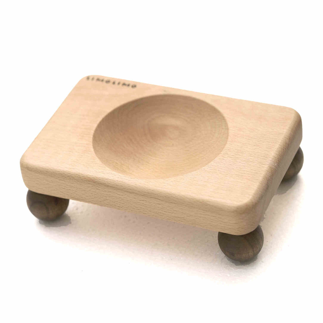 Solid Wood Ceramic Tilted Pet Feeding Bowl