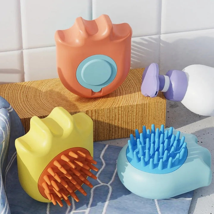 Pet Bath Brush Shampoo Dispenser Massage Cleaning Comb
