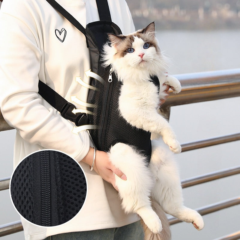 Pet Carrier Backpack Breathable Adjustable Front Travel Bag