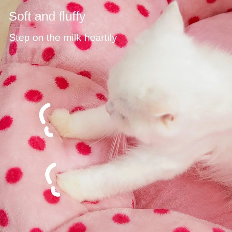Round Polka Dot Soft Cushion Pet Bed