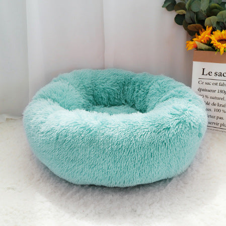 Pure Color Round Plush Winter Pet Bed