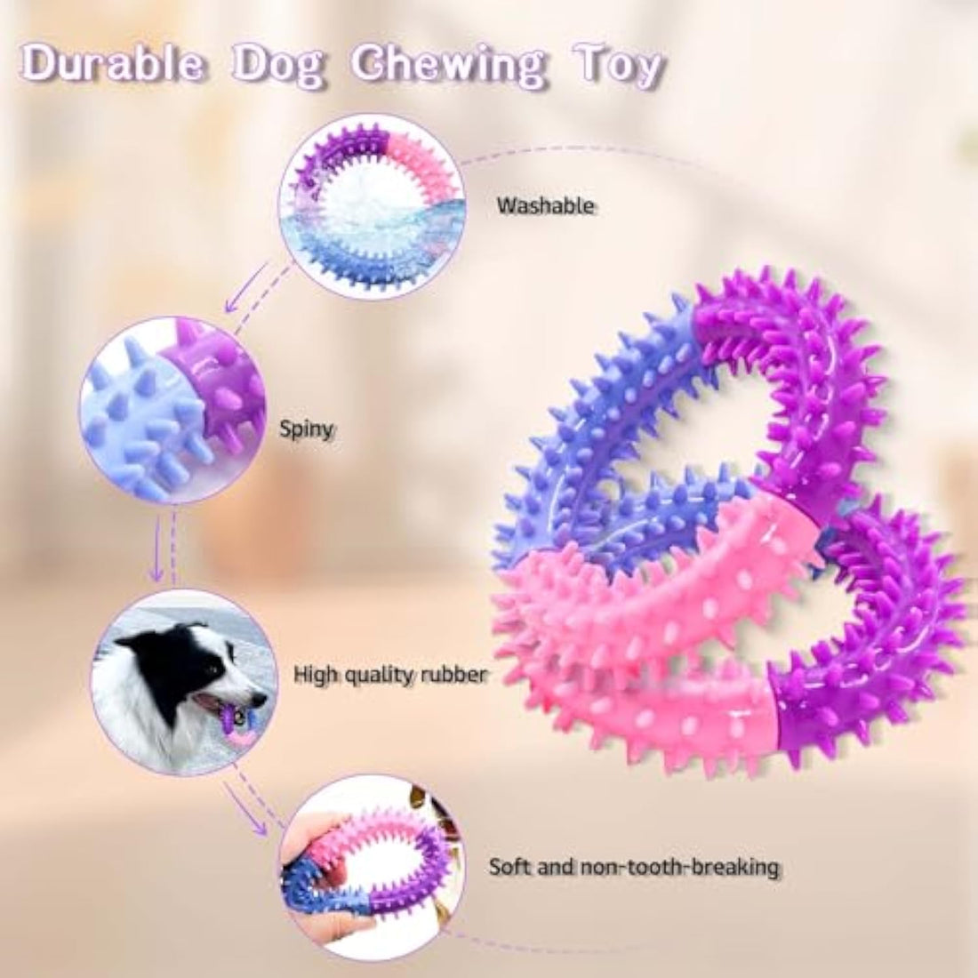 Rubber Teething Chew Ring Toy Pet Dental Care Toy