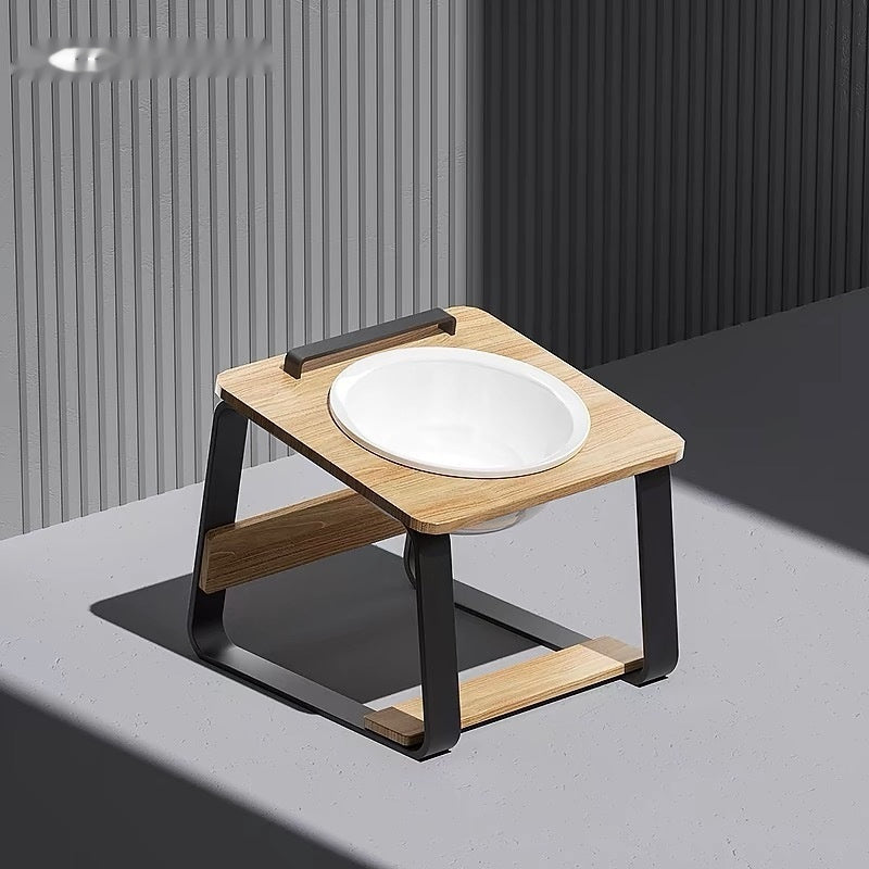 Ceramic Double Bowl Pet Feeding Water Holder