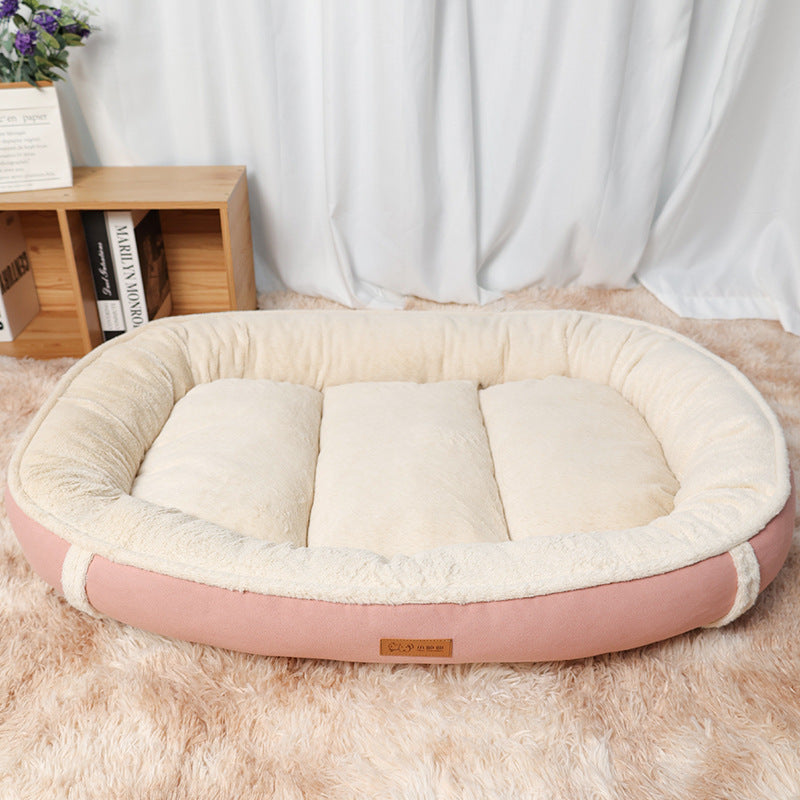 Linen Round Non Slip Pet Bed Mat