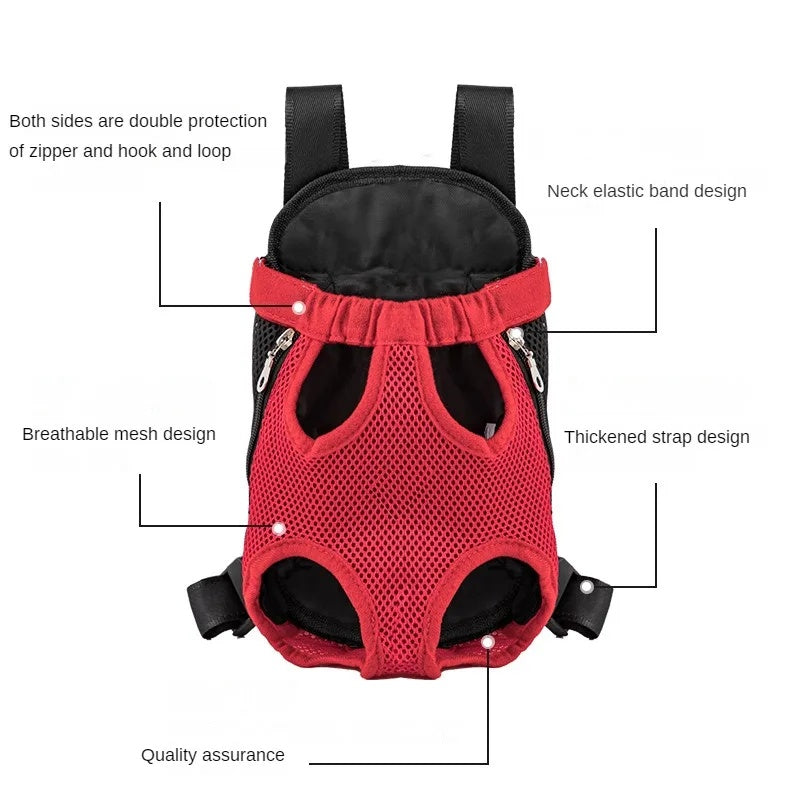 Pet Carrier Backpack Breathable Adjustable Front Travel Bag