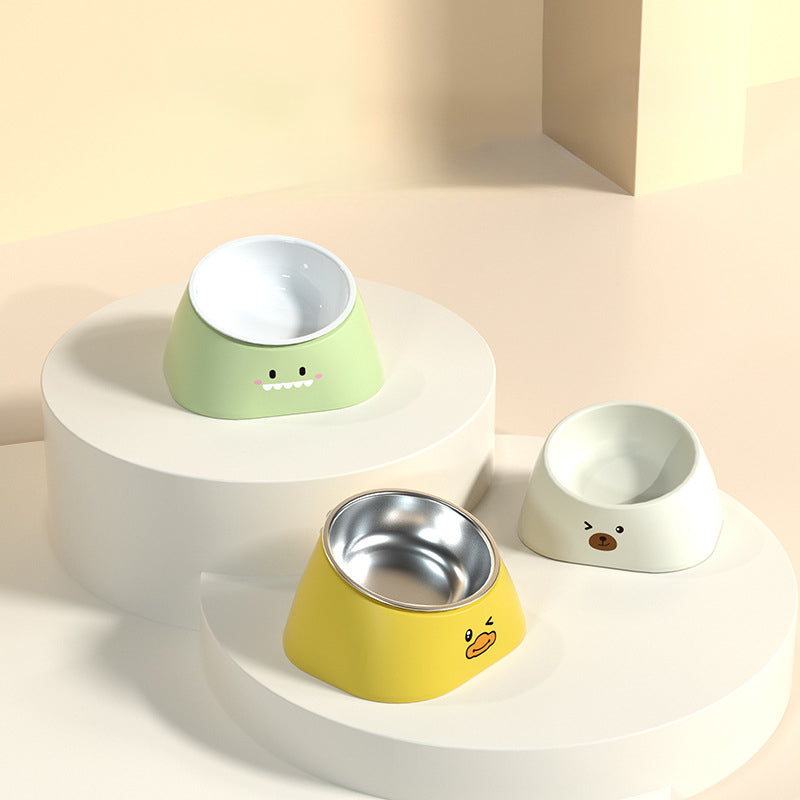 Stainless Steel 15 Degree Tilted Pet Feeding Bowl