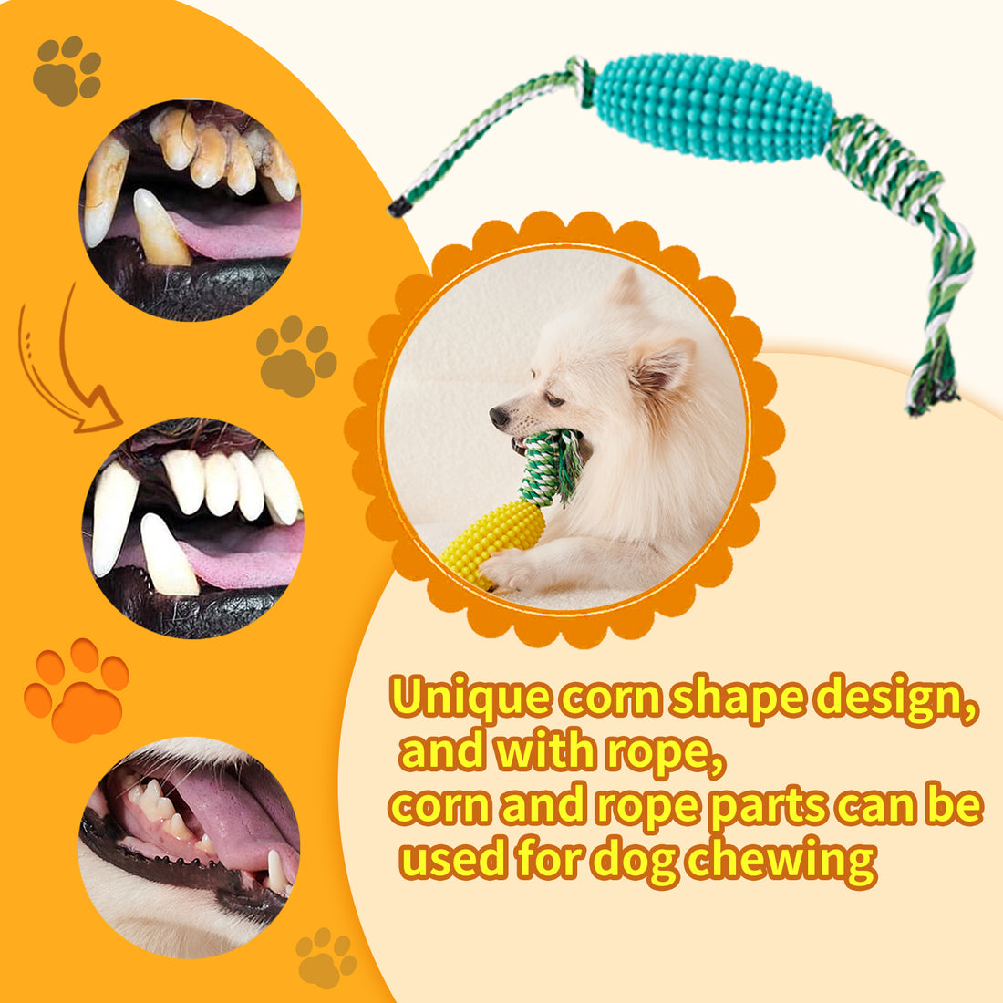 Interactive Corn Toothbrush Chew Toy Dental Care Pet Toy For Aggressive Chewers