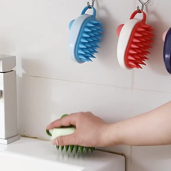 Pet Bath Brush Soft Gel Shampoo Massager Cleaning Tool