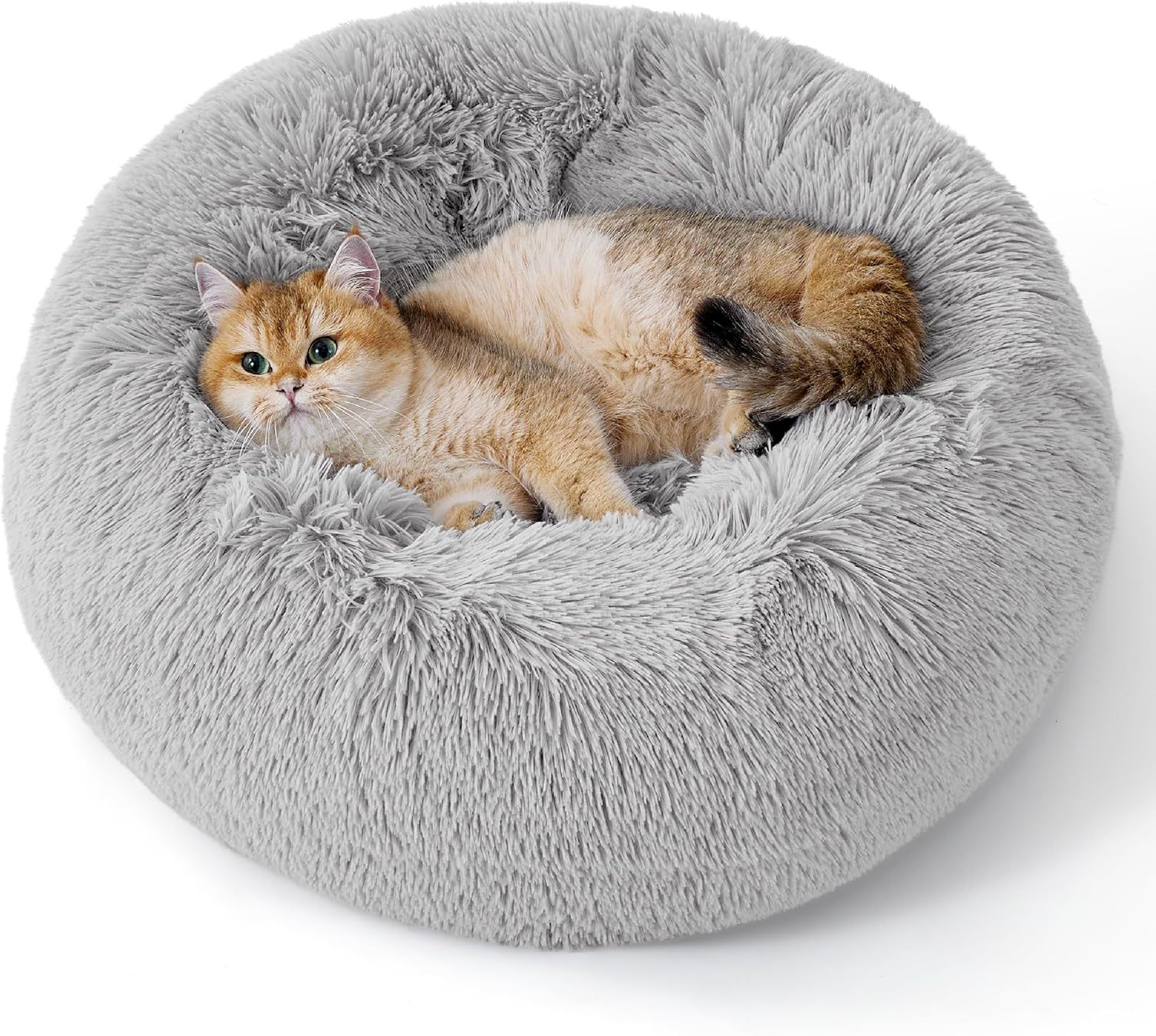 Solid Color Non Slip Fluffy Round Pet Bed