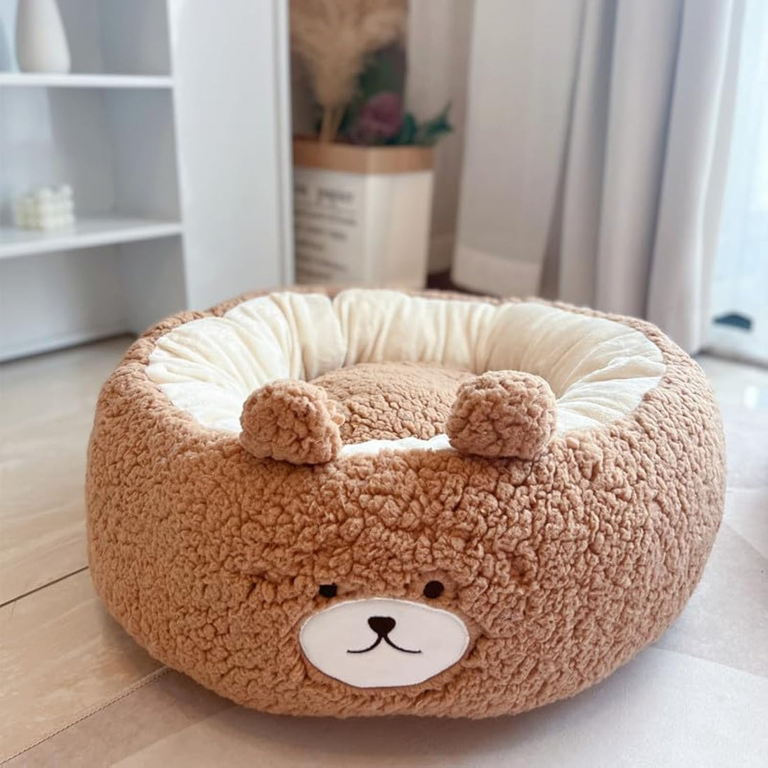 Cartoon Plush Round Pet Nest Cushion Bed