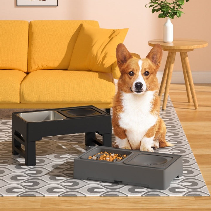 Adjustable Stainless Double Bowl Pet Feeding Stand